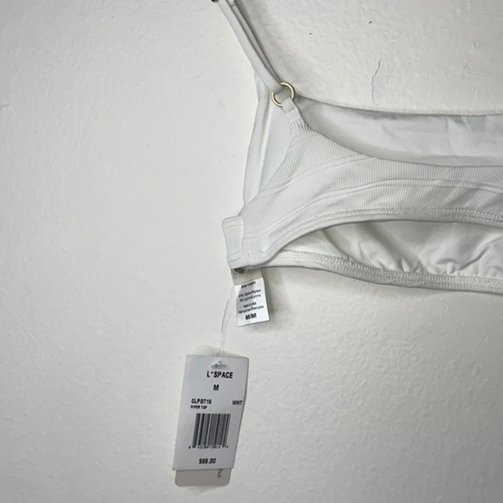 L*SPACE Womens Sz Medium White Piper Bikini Top - Picture 7 of 9